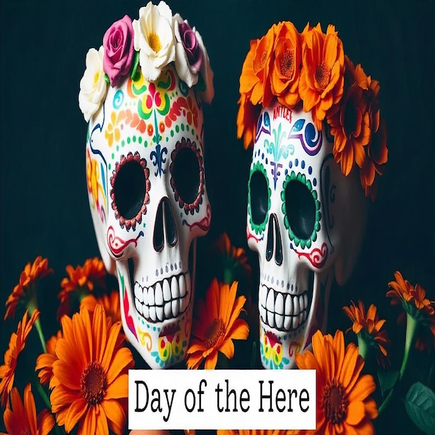 Photo dia de los muertos vector skull with lots of colors