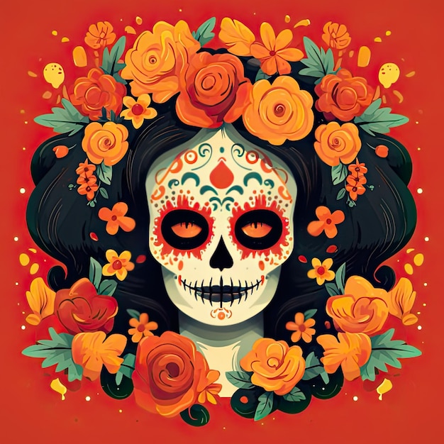 Dia de muertos illustration mexican traditional festival