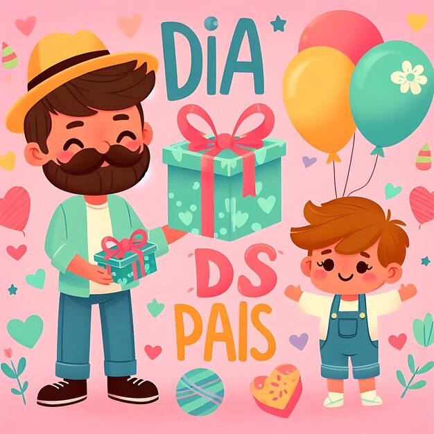 Photo dia dos pais a man holding a gift with a boy holding a gift and a little boy holding a gift