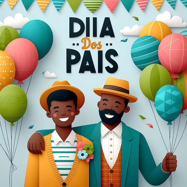 dia dos pais a poster for en de la viejo de la viejoe with two men in tulips