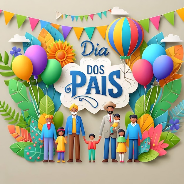 dia dos pais a poster of a family with a banner that says quot do not do not do it quot