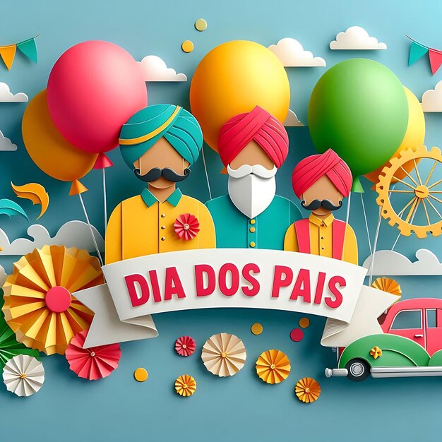 dia dos pais a poster with a man in a turban and a banner that says quot de la viejo quot