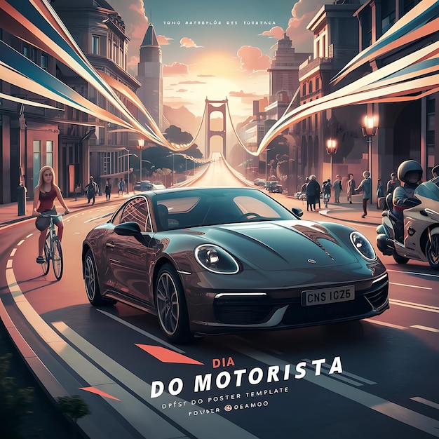 Dia do motorista poster template ai generative