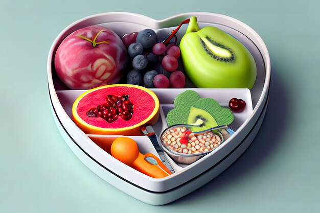 Diabetes monitor Cholesterol diet and healthy food eating nutritional concept with clean fruits