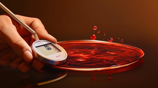 Diabetic measures the level of glucose in the blood