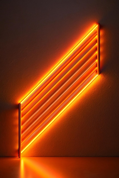 Photo diagonal orange neon line object background