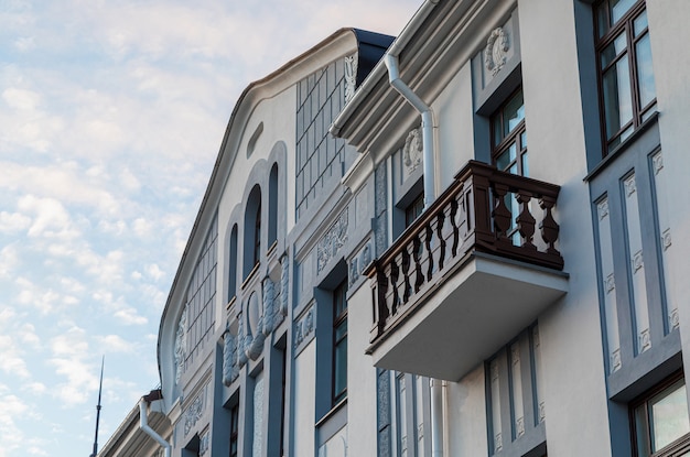 Diagonal view of pale building