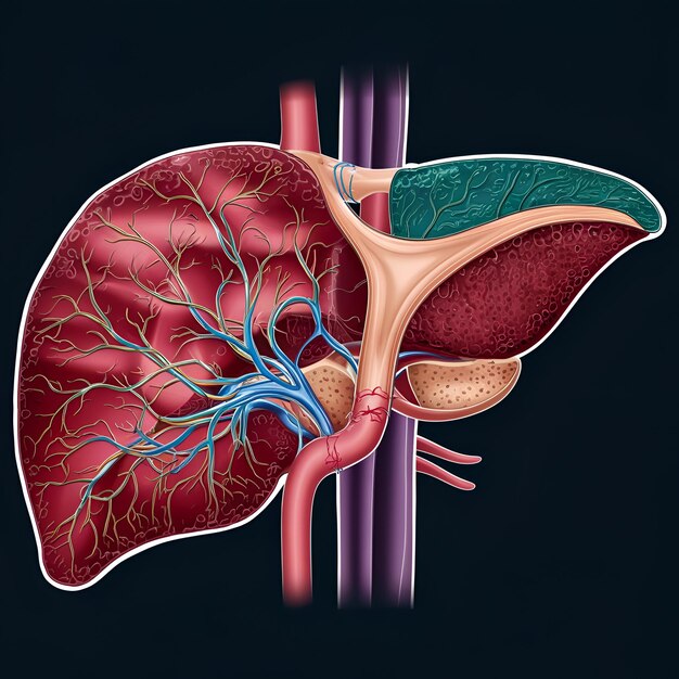 Photo a diagram of the blood vessels and the blood vessels liver