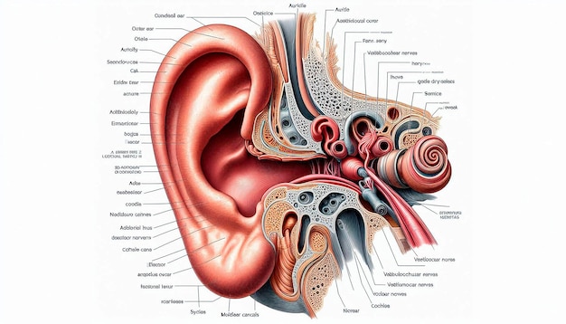 Photo a diagram of the ear and the word organ