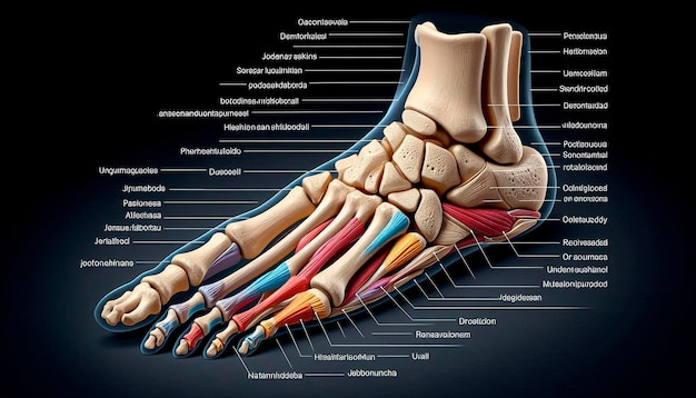 Photo a diagram of the foot and the bones of the foot