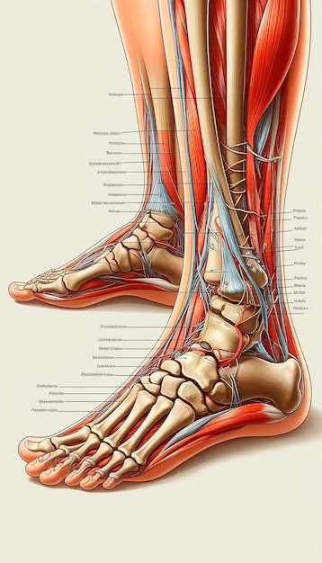 a diagram of the foot and foot of a mans leg