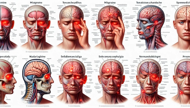 Photo a diagram of a human brain and brain