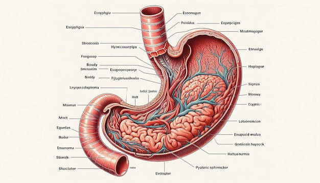 a diagram of a human brain and stomach