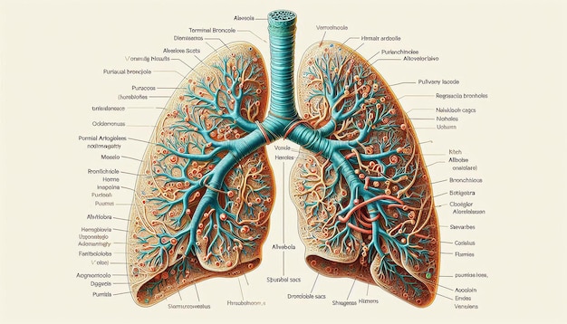 a diagram of the human heart and lungs