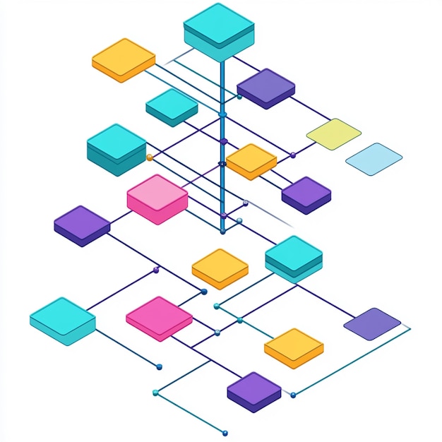 Photo a diagram of information architecture organizing content into categories and subcategories for a we