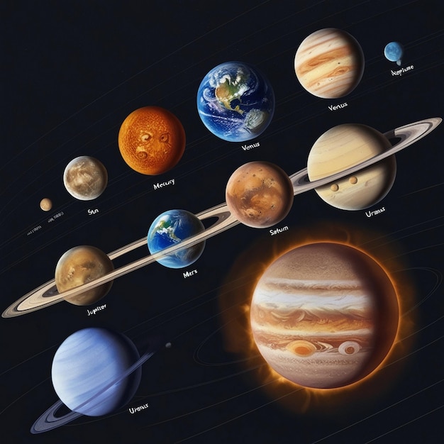 Photo a diagram of the planets including the planets and the one that is called the solar system