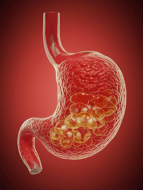 Photo a diagram of a pregnant stomach with a red section