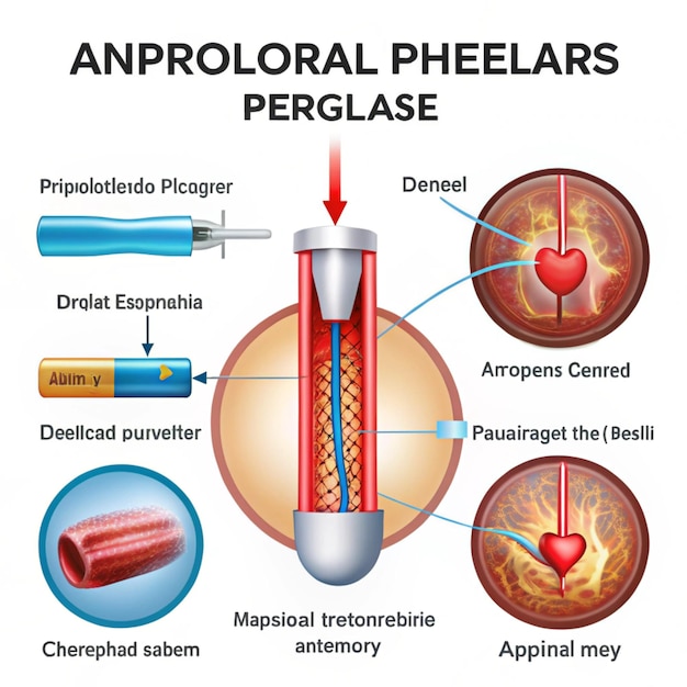 Photo diagram showing angioplasty for peripheral artery disease