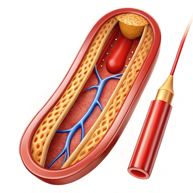 Photo diagram showing angioplasty for peripheral artery disease