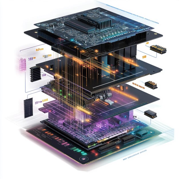 Photo diagram showing motherboard architecture with data paths between cpu ram gpu and storage