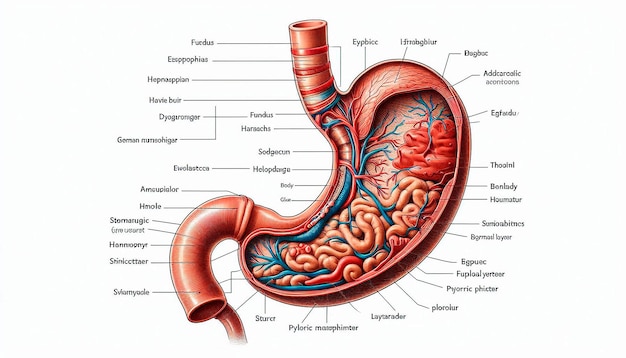 a diagram of a stomach labeled with the word stomach