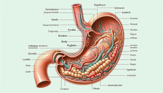 Photo a diagram of a stomach showing the organs of a pregnant