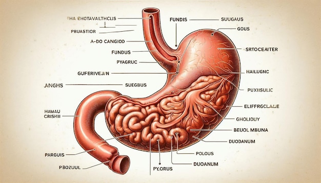 a diagram of a stomach with the word stomach on it