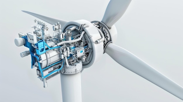 A diagram of a wind turbine39s internal components on a white background