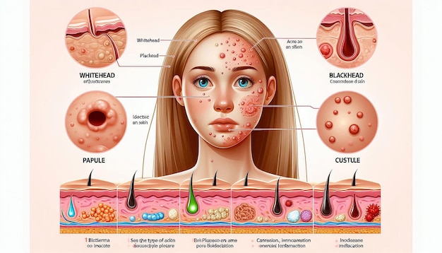 Photo a diagram of a womans face with the anatomy of a skin