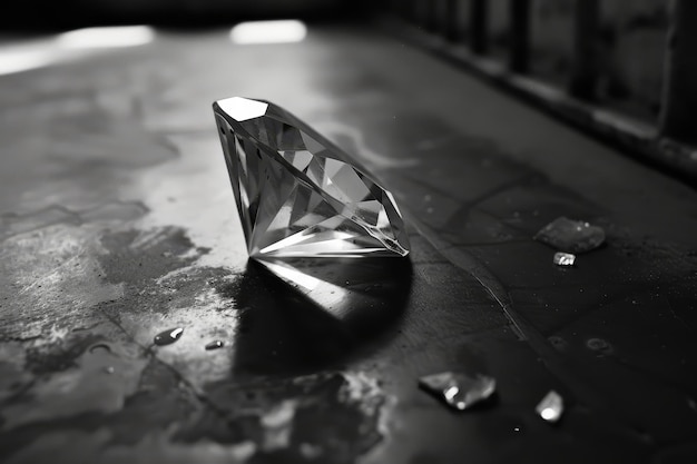 Photo a diamond on a black background diamond shape with sharp angles representing precision and clarity