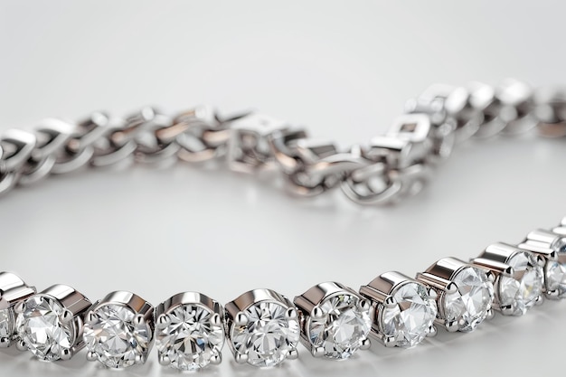 Photo diamond bracelet with a chain on a white background