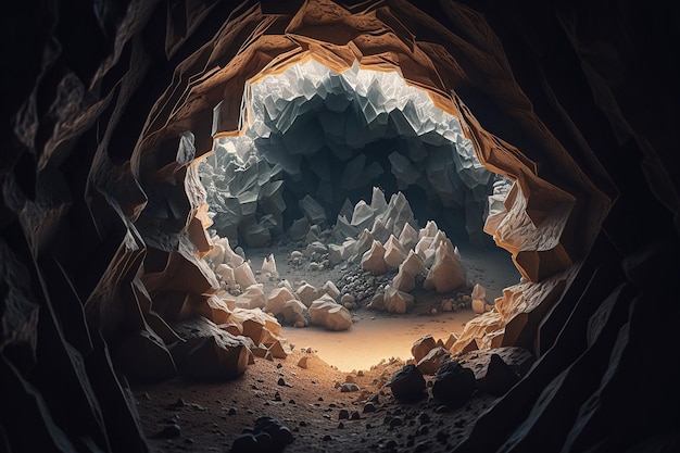 Diamond cave crystal rock Generative AI