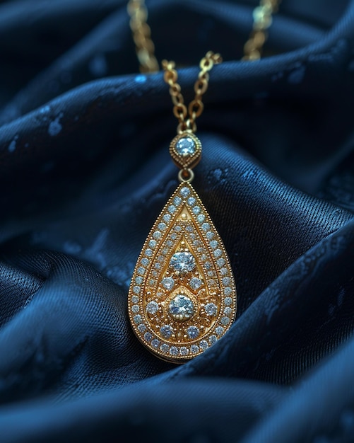 Diamond Chandelier Pendant In Gold On A Dark Wallpaper