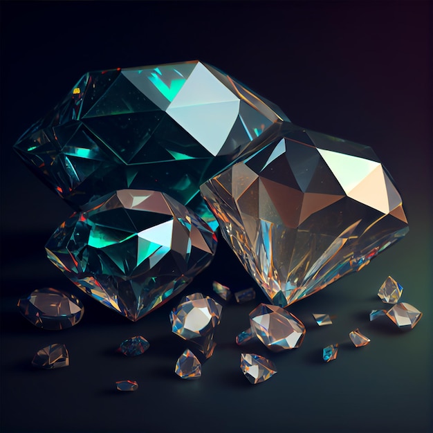 Diamond crystal gem reflect blur background AI generated image