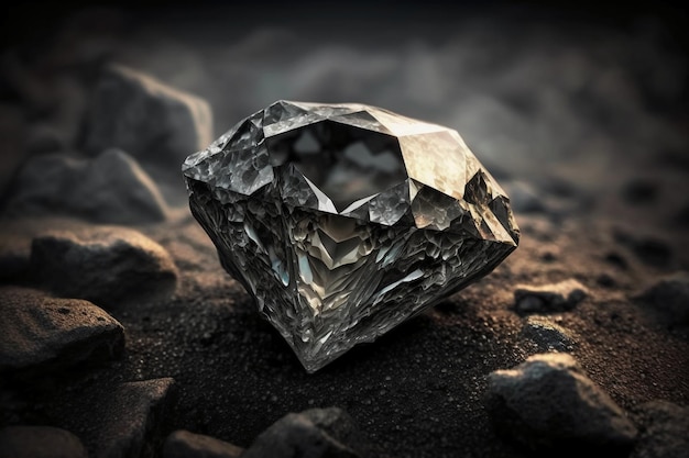 Diamond cut in rough diamond in coal mine concept