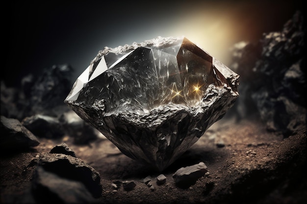 Diamond cut in rough diamond in coal mine concept