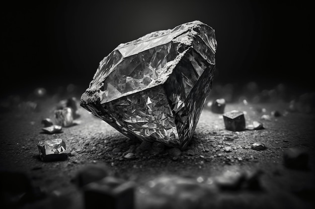 Diamond cut in rough diamond in coal mine concept