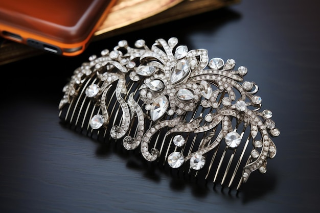 diamond encrusted hair comb