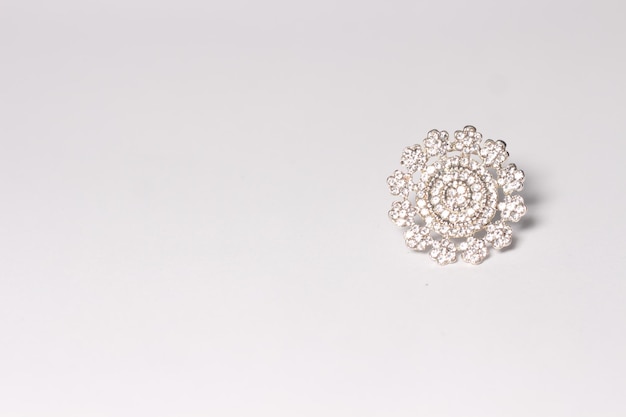 Diamond Floral Ring on isolated background