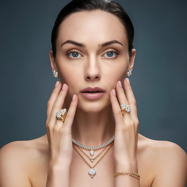 Diamond Gems Gold And Lava Combination Jewelry Fashion