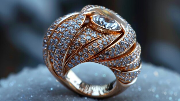 Photo diamond and gold ring with a unique design