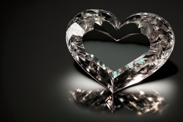 Diamond heart on a black background