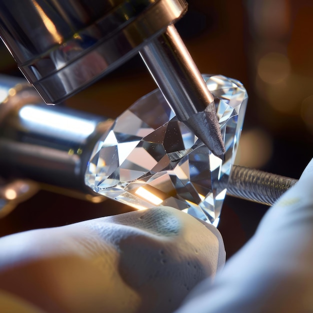 A diamond is being cut by a diamond cutter