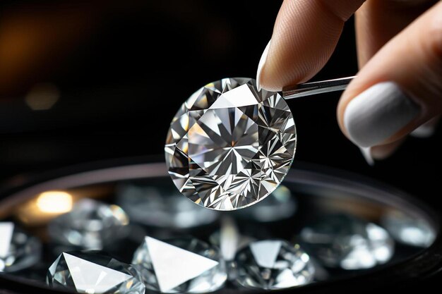 Photo a diamond is being held in a hand by someone in a diamond ring