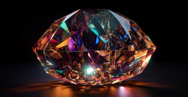 A diamond is displayed on a black background.