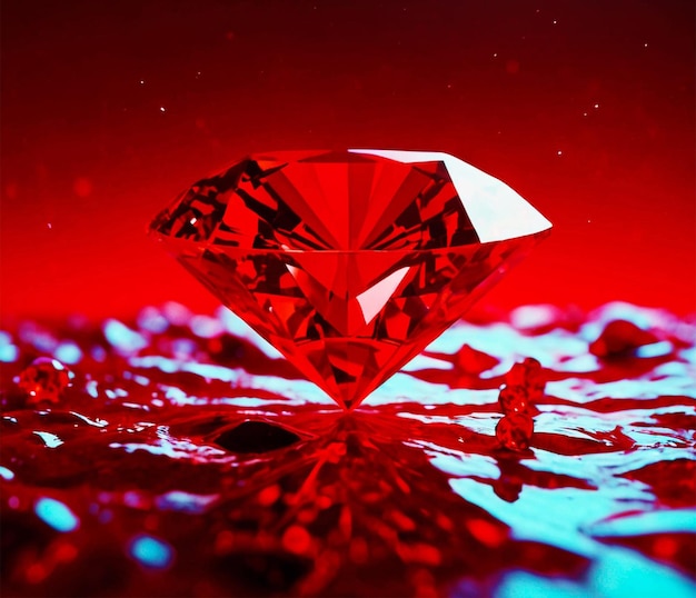 a diamond is shown in the water with a red background