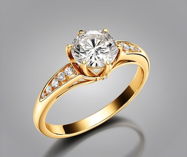 diamond ring gold isolated on white engagement solitaire style ring