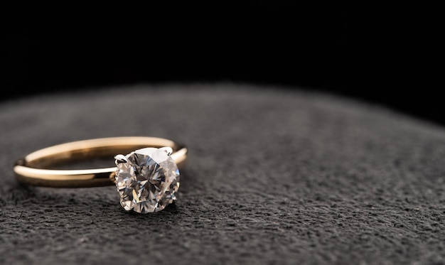 Diamond Ring on Natural Black Stone