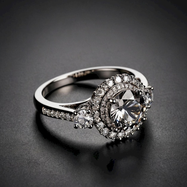 a diamond ring with a diamond and diamonds on it