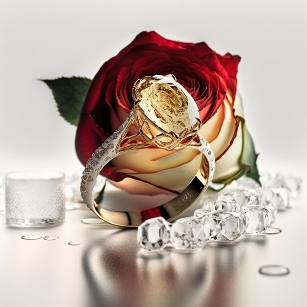 A diamond ring with rose